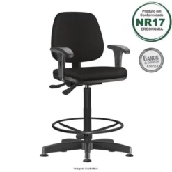 Cadeira Caixa JOB ergonimica com bracos vinil preto 1 247x247 - Cadeira Caixa Job com braços Executiva Ergonômica Certificada