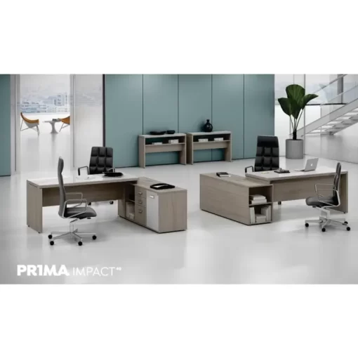 Mesa Presidente com Armário e Nicho Acoplado Linha Prima Impact 40